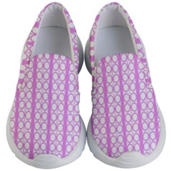 Circles Lines Light Pink White Pattern Kid s Lightweight Slip Ons by BrightVibesDesign