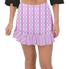 Circles Lines Light Pink White Pattern Fishtail Mini Chiffon Skirt