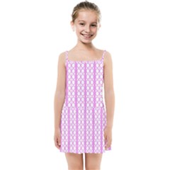 Circles Lines Light Pink White Pattern Kids Summer Sun Dress