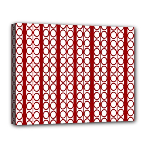 Circles Lines Red White Pattern Canvas 14  X 11  (stretched) by BrightVibesDesign