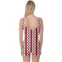 Circles Lines Red White Pattern One Piece Boyleg Swimsuit View2