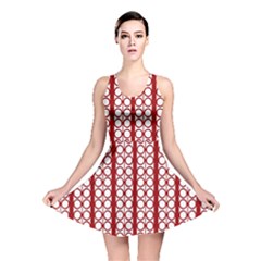 Circles Lines Red White Pattern Reversible Skater Dress by BrightVibesDesign