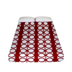 Circles Lines Red White Pattern Fitted Sheet (full/ Double Size) by BrightVibesDesign