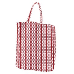 Circles Lines Red White Pattern Giant Grocery Tote