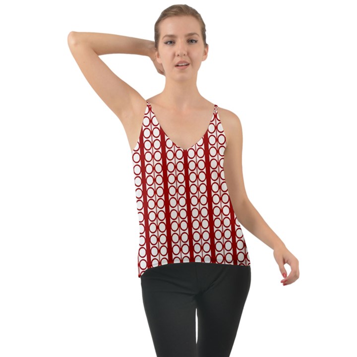 Circles Lines Red White Pattern Chiffon Cami