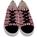 Circles Lines Red White Pattern Men s Low Top Canvas Sneakers View1