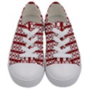 Circles Lines Red White Pattern Kids  Low Top Canvas Sneakers View1