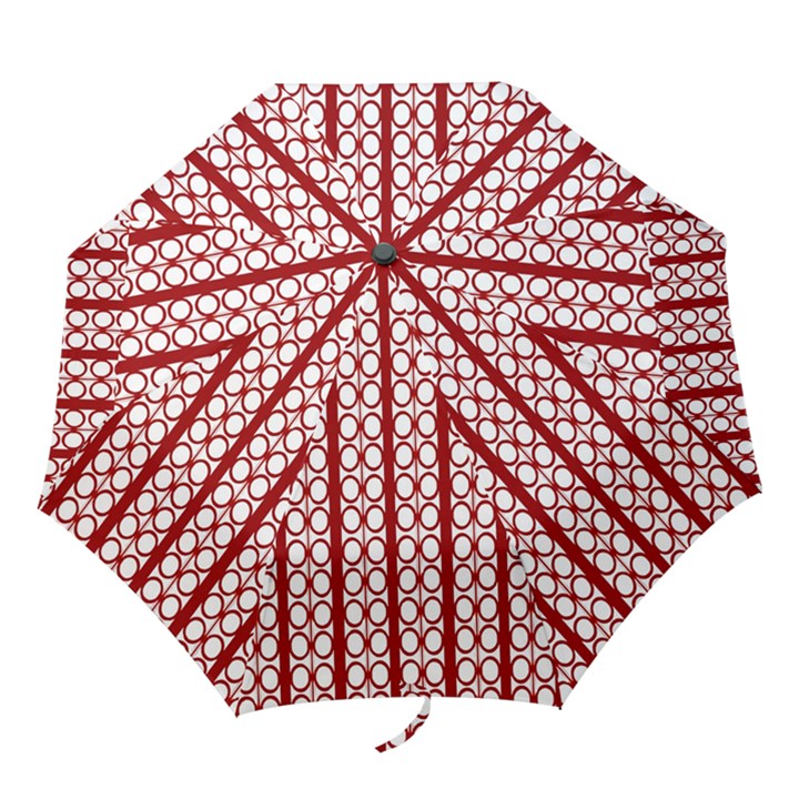 Circles Lines Red White Pattern Folding Umbrellas