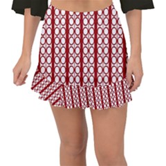 Circles Lines Red White Pattern Fishtail Mini Chiffon Skirt