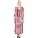 Circles Lines Red White Pattern Quarter Sleeve Wrap Maxi Dress View1