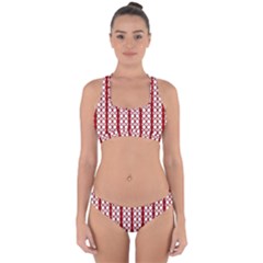 Circles Lines Red White Pattern Cross Back Hipster Bikini Set by BrightVibesDesign