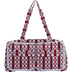 Circles Lines Red White Pattern Multi Function Bag