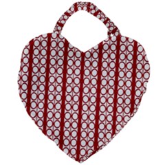 Circles Lines Red White Pattern Giant Heart Shaped Tote