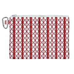 Circles Lines Red White Pattern Canvas Cosmetic Bag (xl)