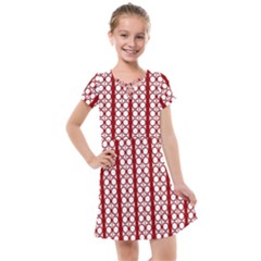 Circles Lines Red White Pattern Kids  Cross Web Dress