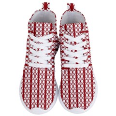 Circles Lines Red White Pattern Women s Lightweight High Top Sneakers by BrightVibesDesign