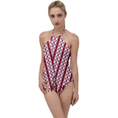 Circles Lines Red White Pattern Go With The Flow One Piece Swimsuit