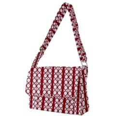 Circles Lines Red White Pattern Full Print Messenger Bag