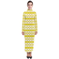 Circles Lines Yellow Modern Pattern Turtleneck Maxi Dress