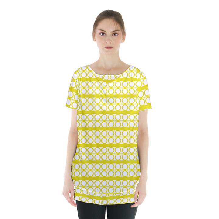 Circles Lines Yellow Modern Pattern Skirt Hem Sports Top