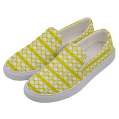 Circles Lines Yellow Modern Pattern Men s Canvas Slip Ons by BrightVibesDesign