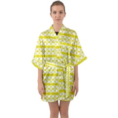 Circles Lines Yellow Modern Pattern Quarter Sleeve Kimono Robe