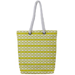 Circles Lines Yellow Modern Pattern Full Print Rope Handle Tote (small)