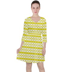 Circles Lines Yellow Modern Pattern Ruffle Dress