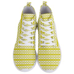 Circles Lines Yellow Modern Pattern Men s Lightweight High Top Sneakers