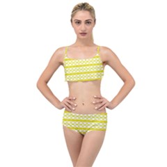 Circles Lines Yellow Modern Pattern Layered Top Bikini Set