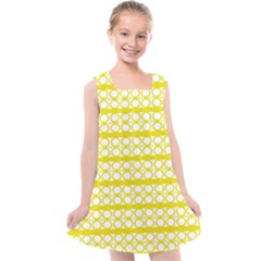 Circles Lines Yellow Modern Pattern Kids  Cross Back Dress