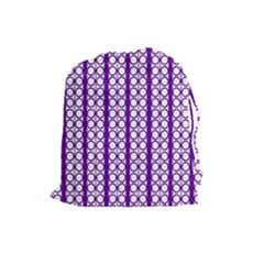 Circles Lines Purple White Modern Design Drawstring Pouch (large) by BrightVibesDesign