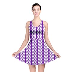 Circles Lines Purple White Modern Design Reversible Skater Dress by BrightVibesDesign