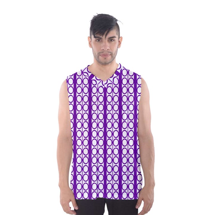 Circles Lines Purple White Modern Design Men s Basketball Tank Top