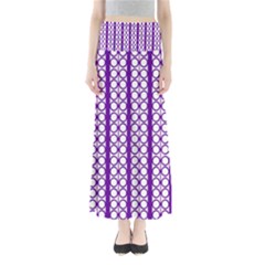 Circles Lines Purple White Modern Design Full Length Maxi Skirt by BrightVibesDesign