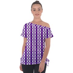 Circles Lines Purple White Modern Design Tie-up Tee