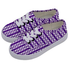 Circles Lines Purple White Modern Design Kids  Classic Low Top Sneakers by BrightVibesDesign