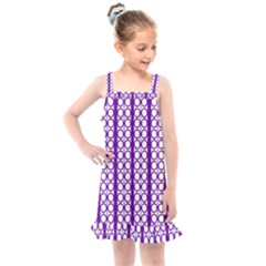 Circles Lines Purple White Modern Design Kids  Overall Dress