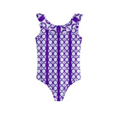 Circles Lines Purple White Modern Design Kids  Frill Swimsuit