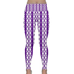 Circles Lines Purple White Modern Design Lightweight Velour Classic Yoga Leggings