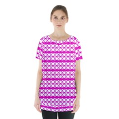 Circles Lines Bright Pink Modern Pattern Skirt Hem Sports Top by BrightVibesDesign