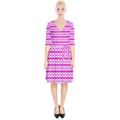 Circles Lines Bright Pink Modern Pattern Wrap Up Cocktail Dress