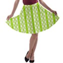 Circle Stripes Lime Green Modern Pattern Design A-line Skater Skirt View1