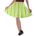 Circle Stripes Lime Green Modern Pattern Design A-line Skater Skirt View2