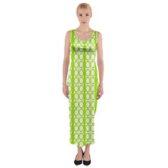 Circle Stripes Lime Green Modern Pattern Design Fitted Maxi Dress by BrightVibesDesign