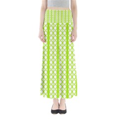 Circle Stripes Lime Green Modern Pattern Design Full Length Maxi Skirt by BrightVibesDesign