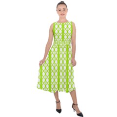 Circle Stripes Lime Green Modern Pattern Design Midi Tie-back Chiffon Dress