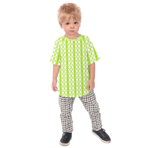 Circle Stripes Lime Green Modern Pattern Design Kids Raglan Tee by BrightVibesDesign