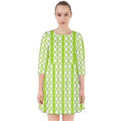 Circle Stripes Lime Green Modern Pattern Design Smock Dress by BrightVibesDesign