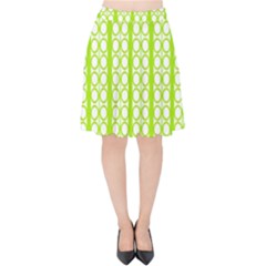 Circle Stripes Lime Green Modern Pattern Design Velvet High Waist Skirt by BrightVibesDesign